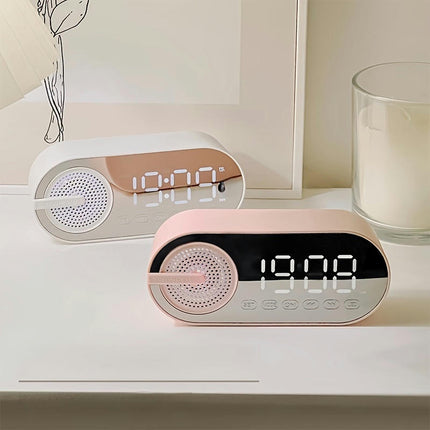 Wireless Clock Speaker, Subwoofer 3D Surround Sound with breathing lamp advanced appearance