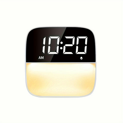 LED Night Light with Large Display Clock USB Rechargeable, Perfect for Bedroom and Travel