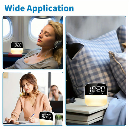 LED Night Light with Large Display Clock USB Rechargeable, Perfect for Bedroom and Travel