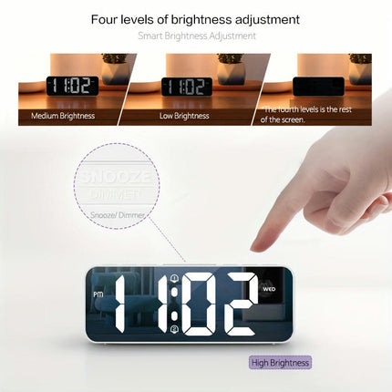 1pc Digital Alarm Clock For Bedroom With USB & Type-C Charger Port, Adjustable Alarm LED Desk Clock