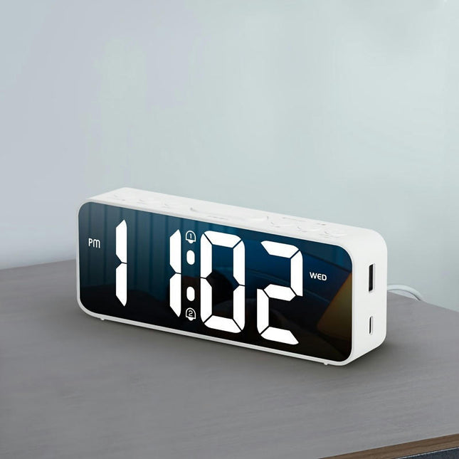 1pc Digital Alarm Clock For Bedroom With USB & Type-C Charger Port, Adjustable Alarm LED Desk Clock