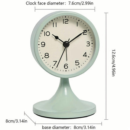 1pc Metal Round Alarm Clock, Vintage Creative Silent Table Clock, Student Bedside Nightlight Clock