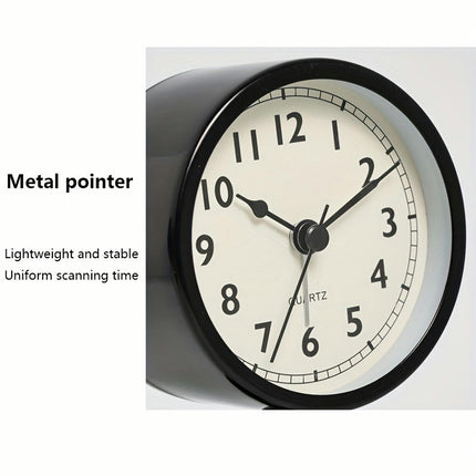 1pc Metal Round Alarm Clock, Vintage Creative Silent Table Clock, Student Bedside Nightlight Clock