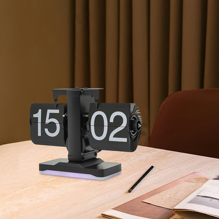 LED-Illuminated Automatic Flip Page Desk Clock Flip Down Clock, Battery Powered Clock Home Decoration