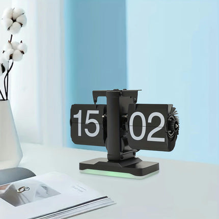 LED-Illuminated Automatic Flip Page Desk Clock Flip Down Clock, Battery Powered Clock Home Decoration