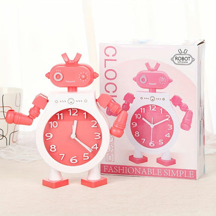 1pc Creative Couple Robot Alarm Clock Student Bedroom Cartoon Clock For Home Room Living Room Decor