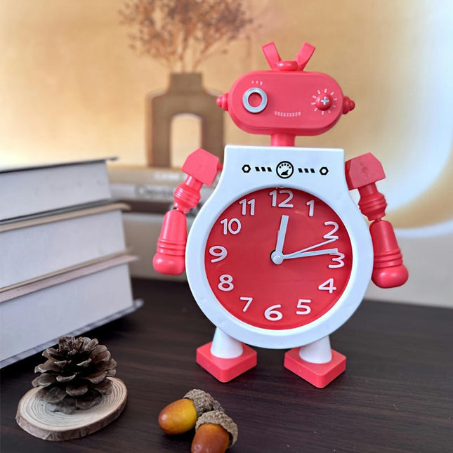 1pc Creative Couple Robot Alarm Clock Student Bedroom Cartoon Clock For Home Room Living Room Decor