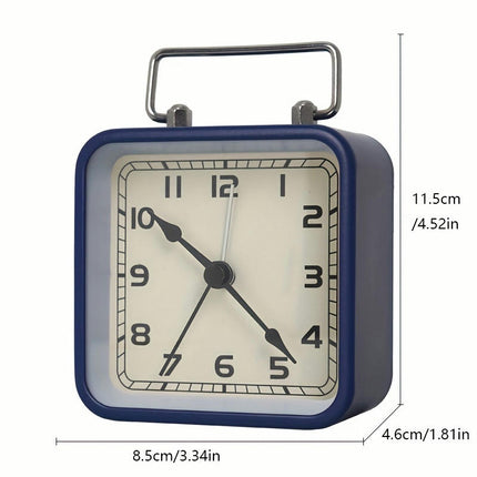 1pc Metal Square Small Alarm Clock, Home Desktop Silent Clock, Luminous Quartz Desk Clock