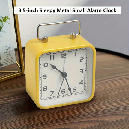 1pc Metal Square Small Alarm Clock, Home Desktop Silent Clock, Luminous Quartz Desk Clock