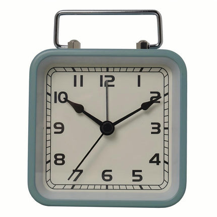 1pc Metal Square Small Alarm Clock, Home Desktop Silent Clock, Luminous Quartz Desk Clock