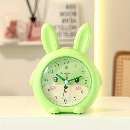 Cute Bunny Ears Round Alarm Clock-1pc Cartoon Desk & Bedside Clock for Study Living Room Decor