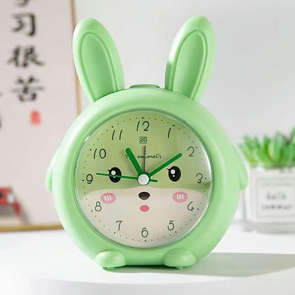 Cute Bunny Ears Round Alarm Clock-1pc Cartoon Desk & Bedside Clock for Study Living Room Decor