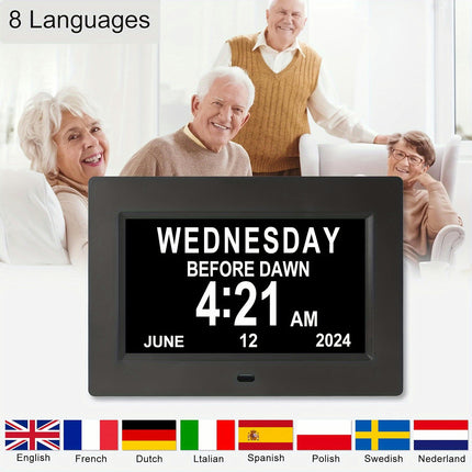 7 Inch Digital Clock With Day And Date For Elderly Clock Large Font Digital Alarm Clock