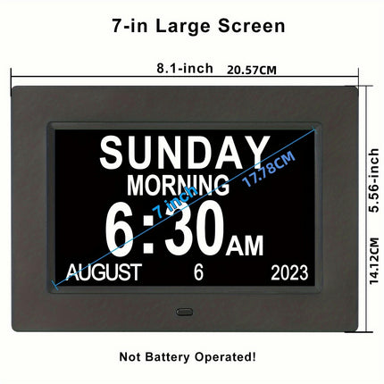 7 Inch Digital Clock With Day And Date For Elderly Clock Large Font Digital Alarm Clock