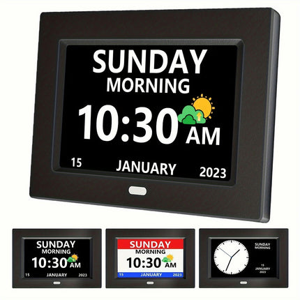 7 Inch Digital Clock With Day And Date For Elderly Clock Large Font Digital Alarm Clock