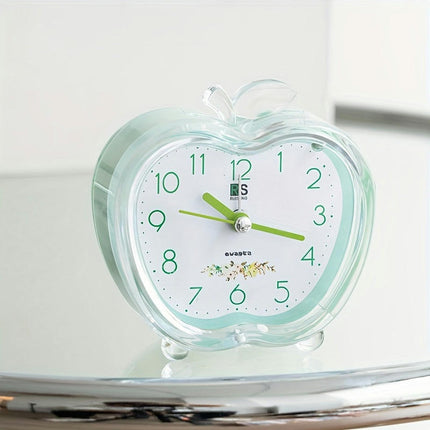 Crystal Apple Alarm Clock with Built-in Night Light Transparent Modern Style Alarm Clock 1Pack