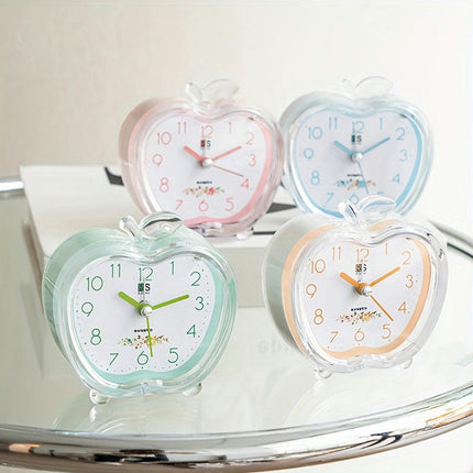 Crystal Apple Alarm Clock with Built-in Night Light Transparent Modern Style Alarm Clock 1Pack