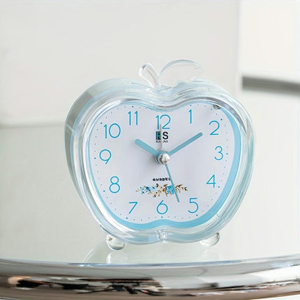 Crystal Apple Alarm Clock with Built-in Night Light Transparent Modern Style Alarm Clock 1Pack