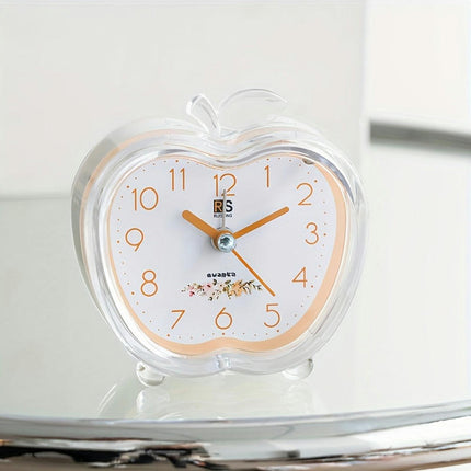 Crystal Apple Alarm Clock with Built-in Night Light Transparent Modern Style Alarm Clock 1Pack