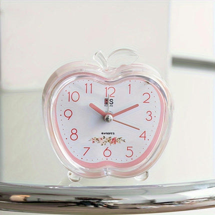 Crystal Apple Alarm Clock with Built-in Night Light Transparent Modern Style Alarm Clock 1Pack