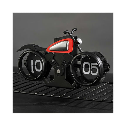 Vintage Motorbike-Inspired Flip Clock - Automatic Page Turning Desk Clock Small Clock For Desk