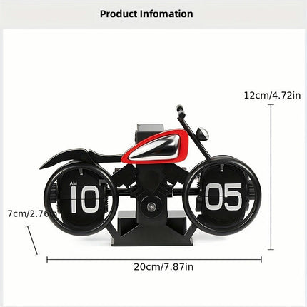 Vintage Motorbike-Inspired Flip Clock - Automatic Page Turning Desk Clock Small Clock For Desk