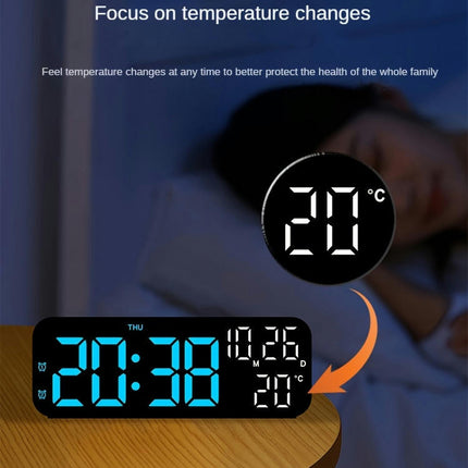 1pc Desktop Alarm Clock, Digital Temperature Humidity Calendar Display LED Table Bedside Clocks