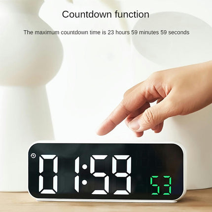 1pc Desktop Alarm Clock, Digital Temperature Humidity Calendar Display LED Table Bedside Clocks