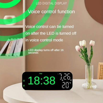 1pc Desktop Alarm Clock, Digital Temperature Humidity Calendar Display LED Table Bedside Clocks