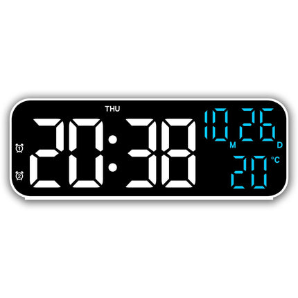 1pc Desktop Alarm Clock, Digital Temperature Humidity Calendar Display LED Table Bedside Clocks