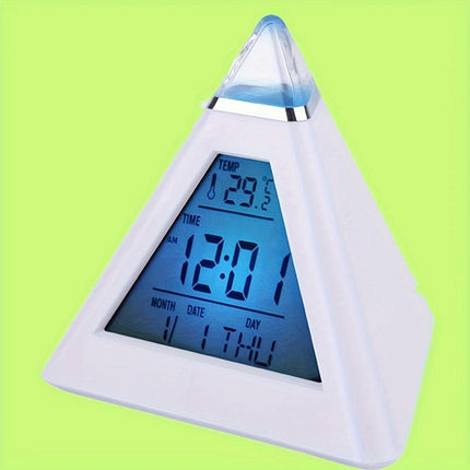 LED Digital Alarm Clock Pyramid Alarm Clock Night Light Desk Clock Desktop Clock For Bedroom Office