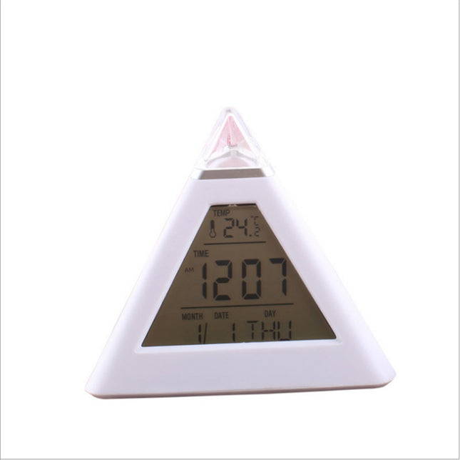 LED Digital Alarm Clock Pyramid Alarm Clock Night Light Desk Clock Desktop Clock For Bedroom Office