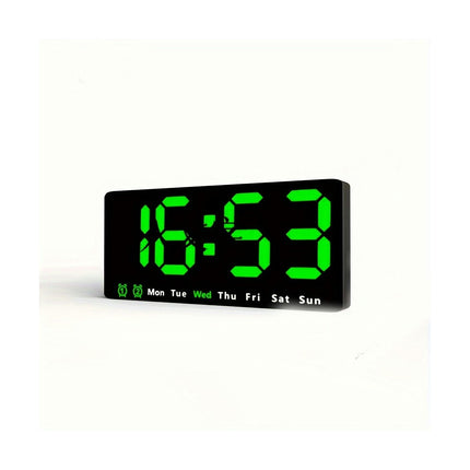 LED Digital Alarm Clock With Date Temperature Alarms Large Display Day Clock 12/24H Wall Clock