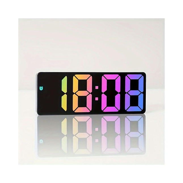 LED Mirror Alarm Clock For Smart Digital Electronic Screen, Temperature Gauge, Noiseless Energy-Efficient