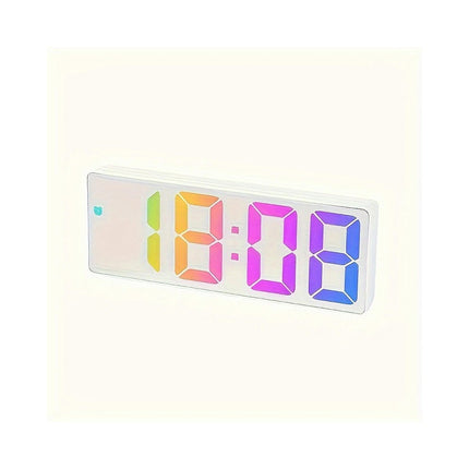 LED Mirror Alarm Clock For Smart Digital Electronic Screen, Temperature Gauge, Noiseless Energy-Efficient