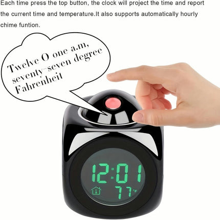 Digital Projection Alarm Clock With Temperature Display, Music Alarm, Musical Clock Time Wall Projection