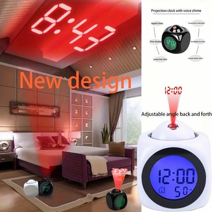 Digital Projection Alarm Clock With Temperature Display, Music Alarm, Musical Clock Time Wall Projection