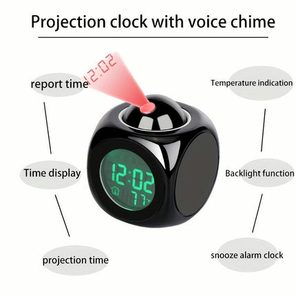 Digital Projection Alarm Clock With Temperature Display, Music Alarm, Musical Clock Time Wall Projection