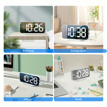 1pc Digital Alarm Clock For Bedroom Mirror Clock With USB Charger Port & Dual Alarm Modern Clock