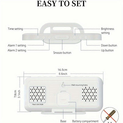 1pc Digital Alarm Clock For Bedroom Mirror Clock With USB Charger Port & Dual Alarm Modern Clock