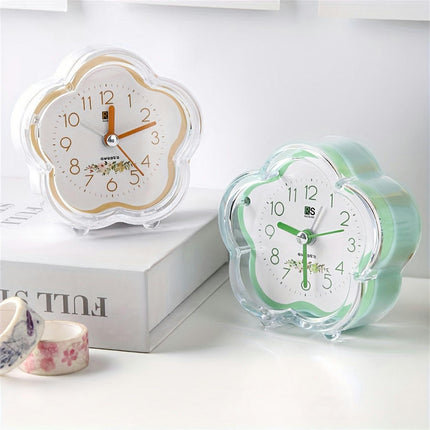 1pc Cartoon Cute Flower Shaped Analog Alarm Clock Travel Clock Ideal For School And Christmas Gifts