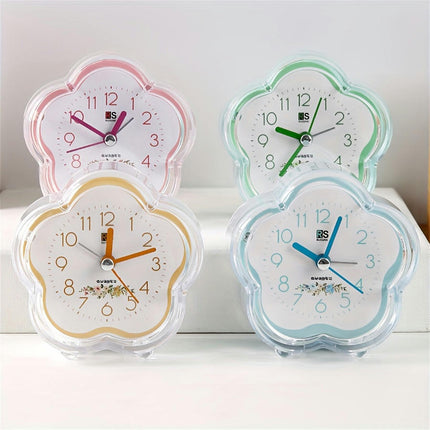 1pc Cartoon Cute Flower Shaped Analog Alarm Clock Travel Clock Ideal For School And Christmas Gifts