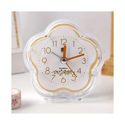 1pc Cartoon Cute Flower Shaped Analog Alarm Clock Travel Clock Ideal For School And Christmas Gifts