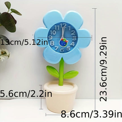 Floral Silent Alarm Clock With Storage Box - Battery-Powered, Perfect For Bedroom & Study Room Decor