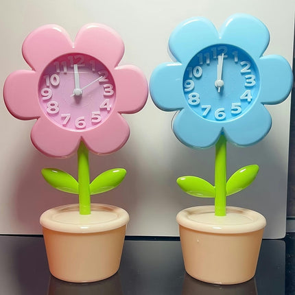 Floral Silent Alarm Clock With Storage Box - Battery-Powered, Perfect For Bedroom & Study Room Decor