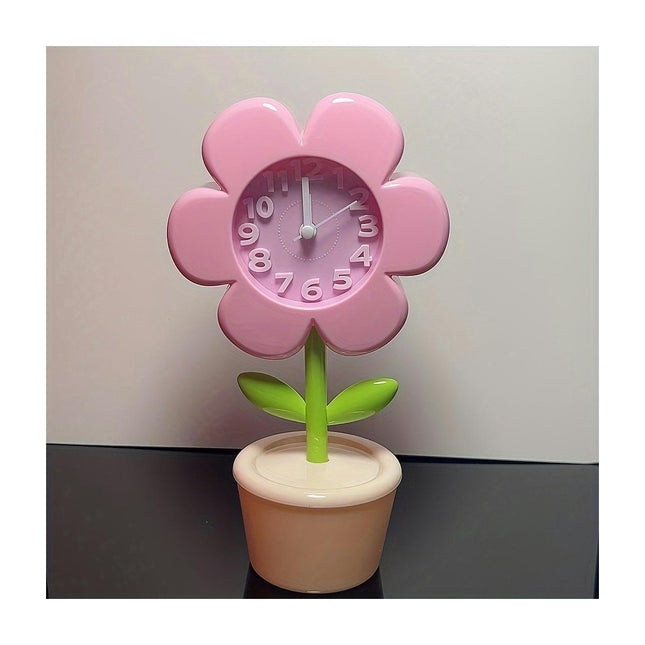 Floral Silent Alarm Clock With Storage Box - Battery-Powered, Perfect For Bedroom & Study Room Decor