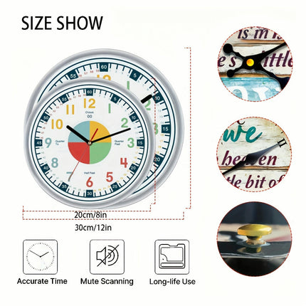 1PC 5D Colorful Number Wall Clock Round Wall Clock Simulated Silent Desk Clock For Home, Office