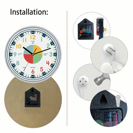 1PC 5D Colorful Number Wall Clock Round Wall Clock Simulated Silent Desk Clock For Home, Office