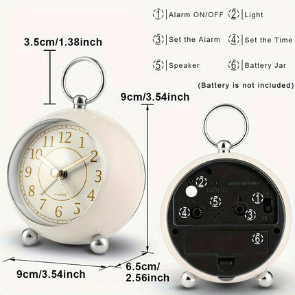 1pc Retro Analogue Alarm Clock, No Tick Alarm Clocks Bedroom Clock With Night Light For Heavy Sleepers