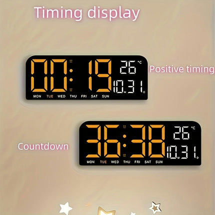 1pc Large Screen Alarm Clock, Simple LED Desktop Clock  Table Clock, Hanging Stand Clock